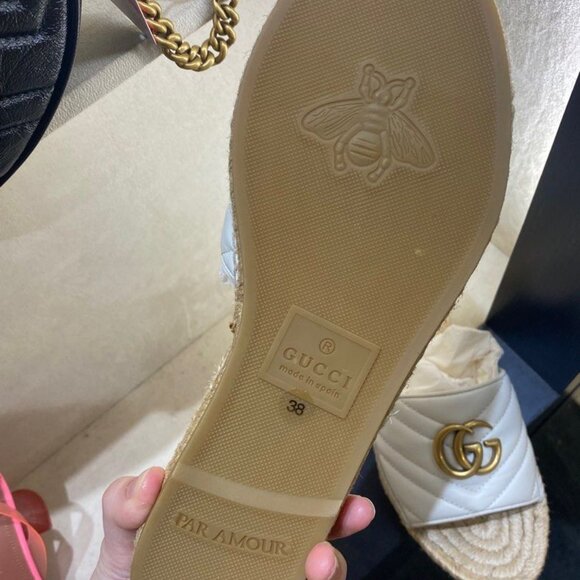 GUCCI GG MARMONT GREAT WHITE ESPADRILLE SANDAL WOMEN 38 (8 US) - Picture 2 of 6